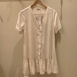 Short sleeve cream cotton mini dress